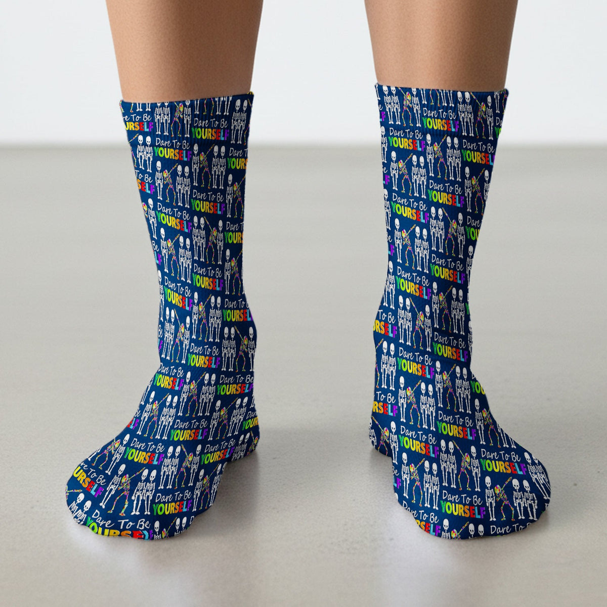 Rainbow Skeleton Dare To Be Yourself Nurse Socks