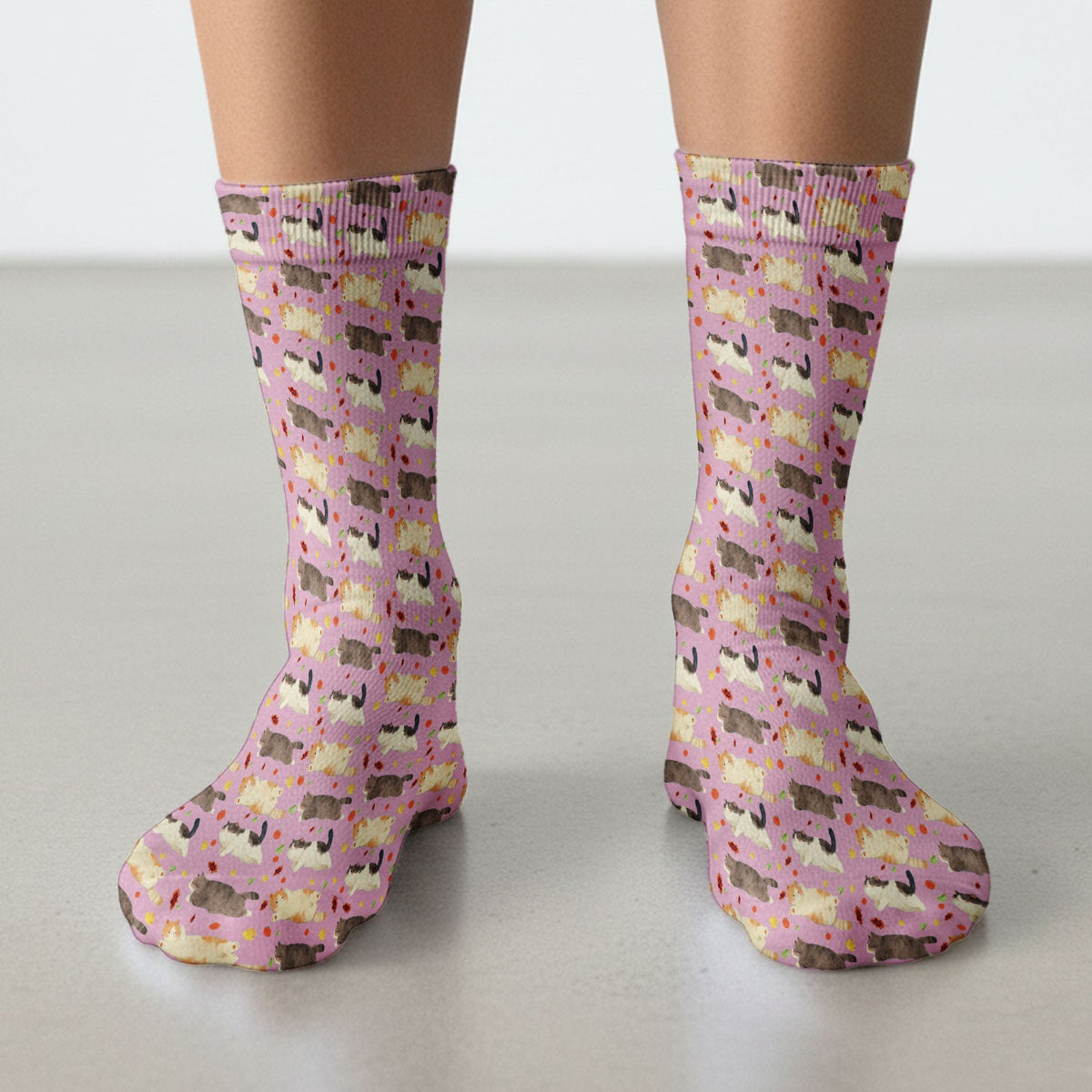 Chubby Cat Autumn Leaves Nurse Socks