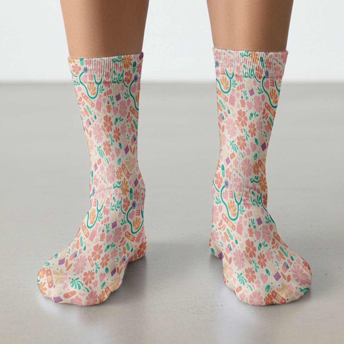 Medical Floral Nurse Socks