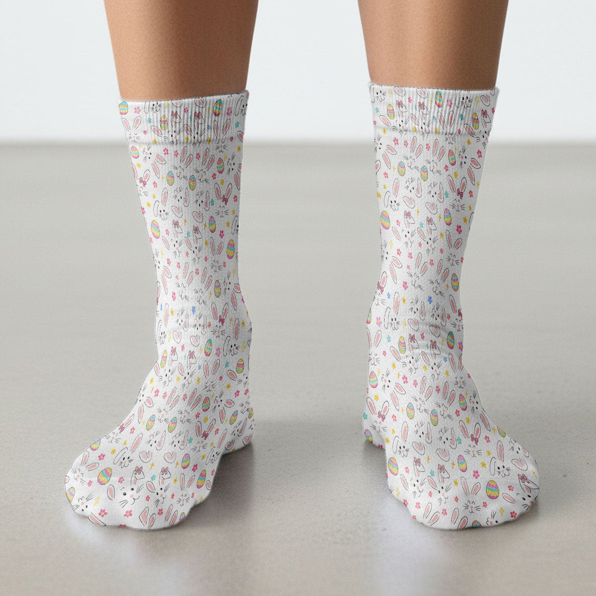 Bunny Faces Pastel Egg Nurse Socks - Easter Gift