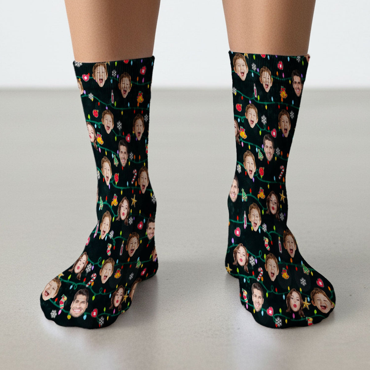 Personalized Xmas Photo Face Nurse Scrub Socks
