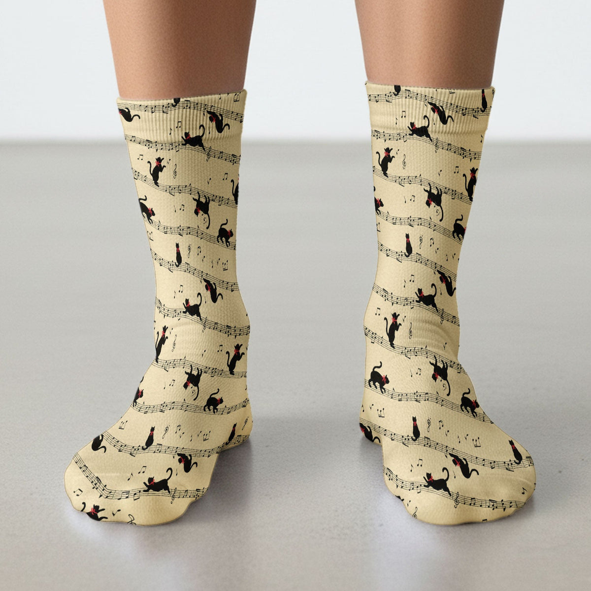 Dancing Black Cat Music Nurse Socks
