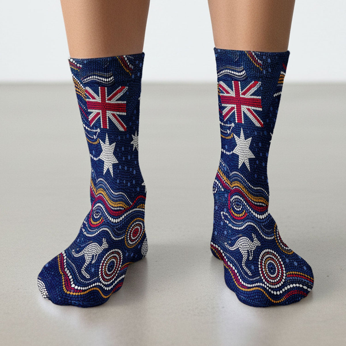 Australian Aboriginal Kangaroo Dot Art Nurse Socks