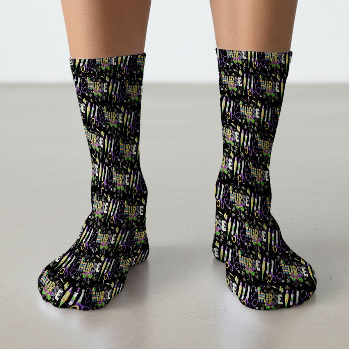 Mardi Gras Holiday Nurse Socks