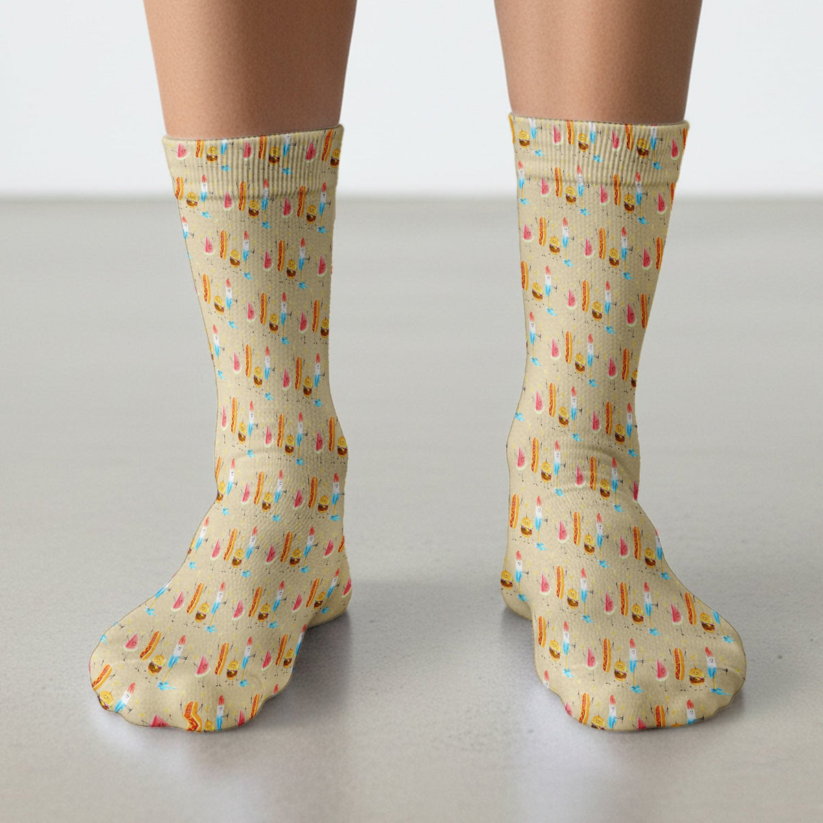 Summer Food Icons Nurse Socks