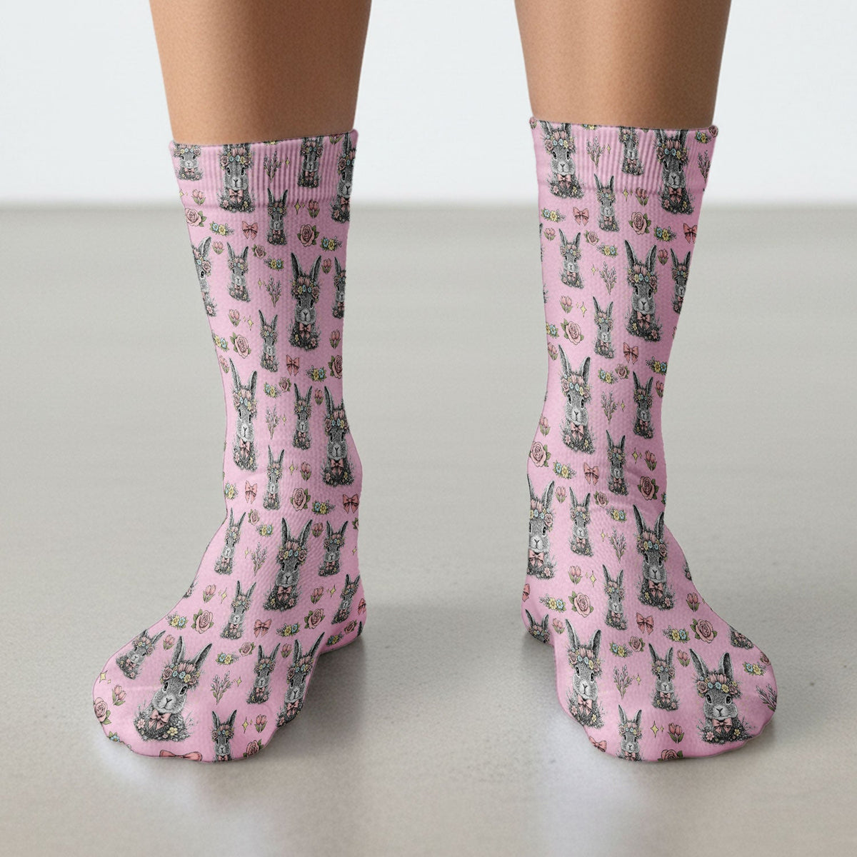 Vintage Floral Bunny Nurse Socks