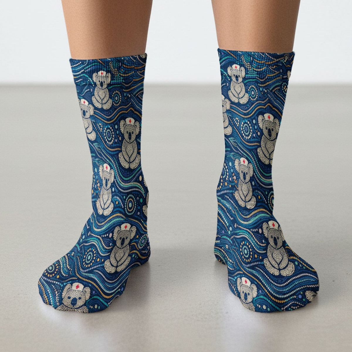 Koala Aboriginal Dot Art Nurse Socks