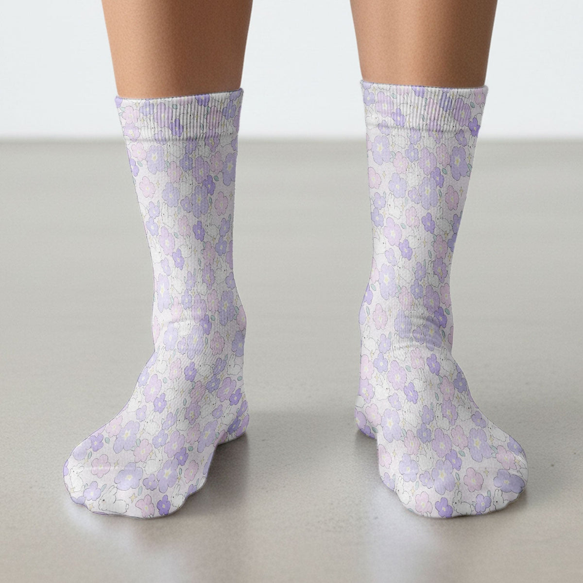Bunny Floral Pastel Nurse Socks
