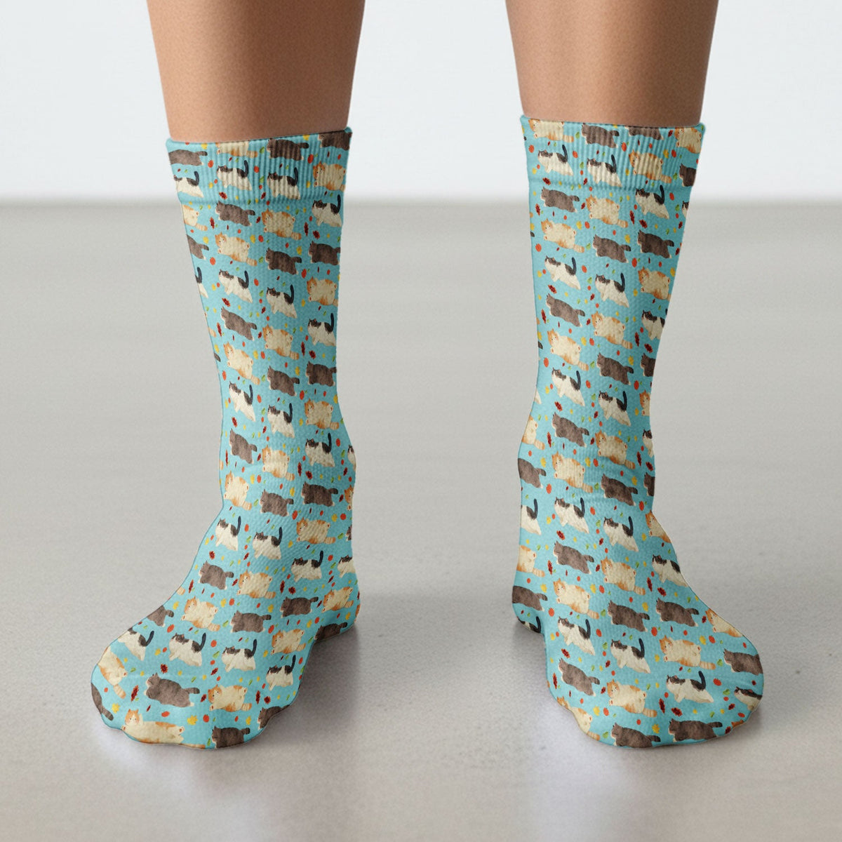 Chubby Cat Autumn Leaves Nurse Socks