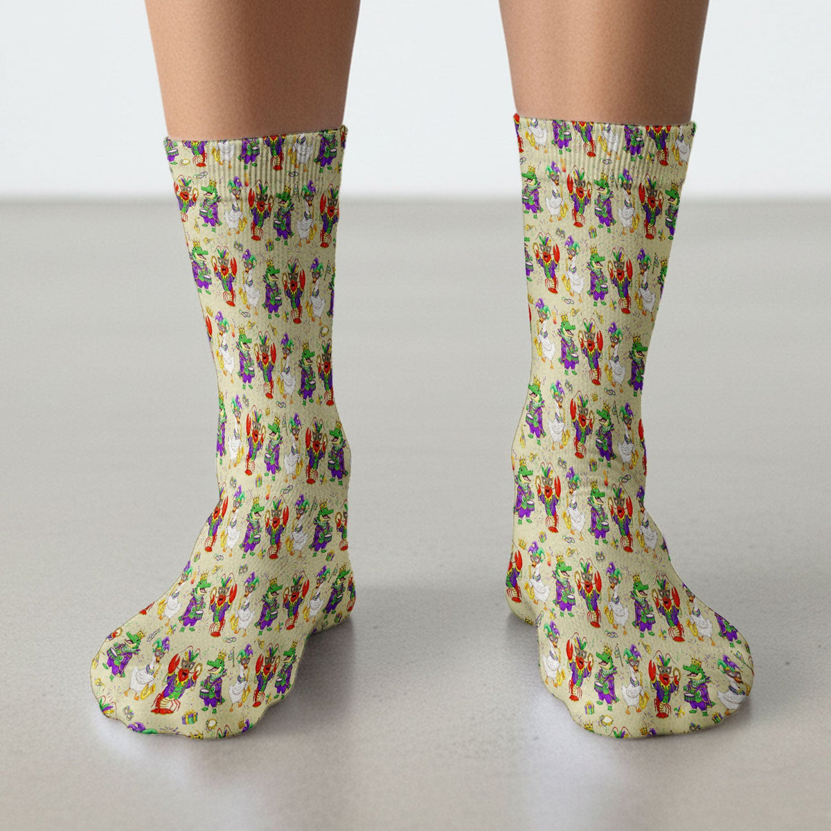 Crawfish Duck Mardi Gras Nurse Socks
