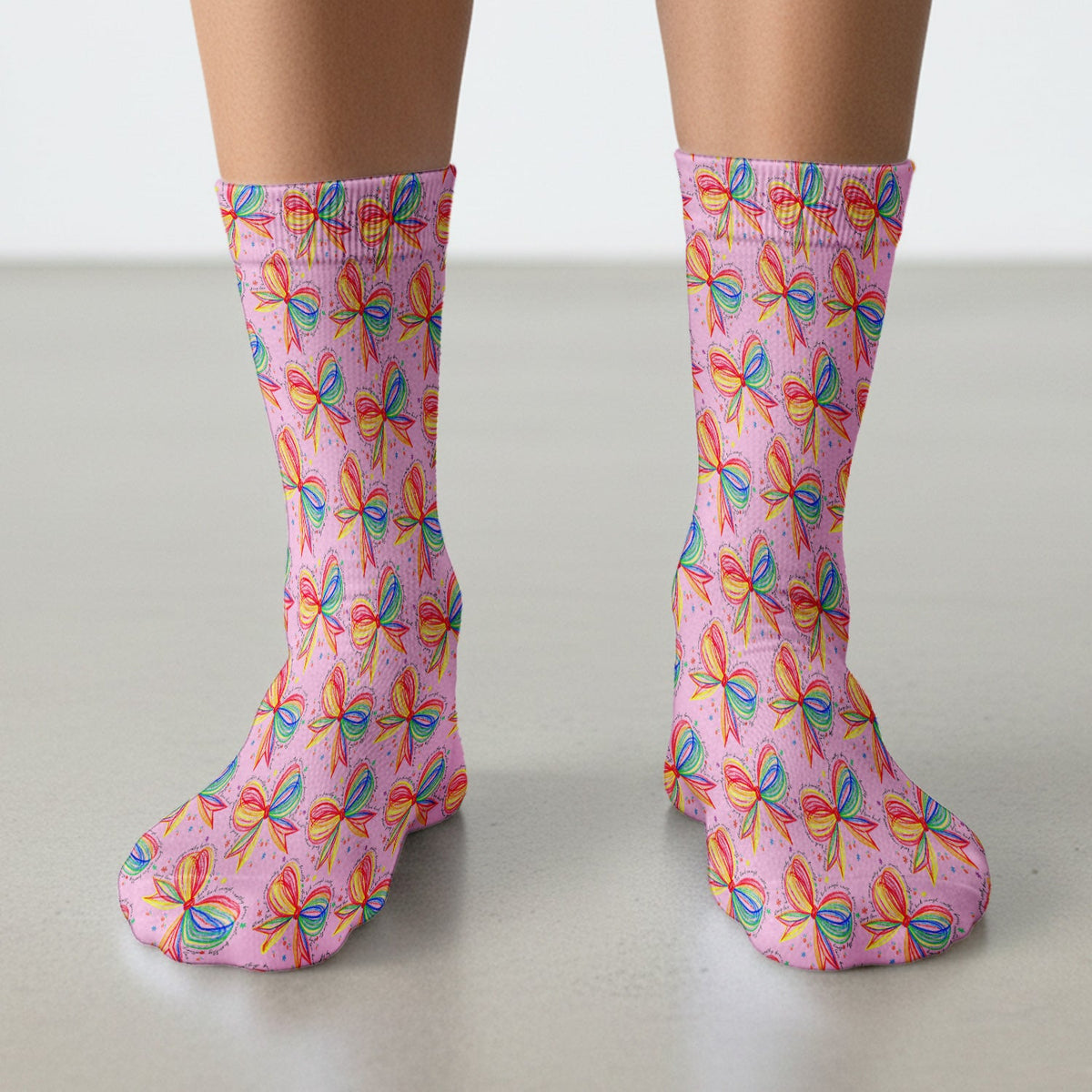 Colorful Rainbow Bow Nurse Socks