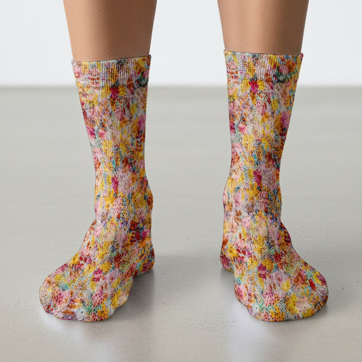Autumn Floral Leaves Nurse Socks
