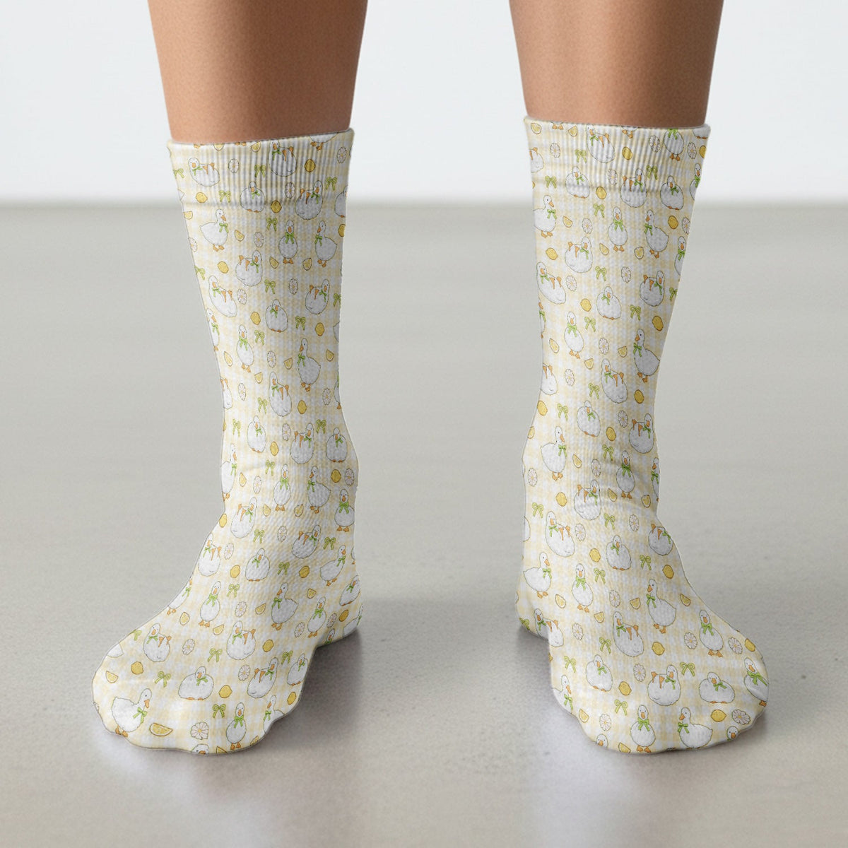 Adorable Ducks Lemon Daisy Nurse Socks