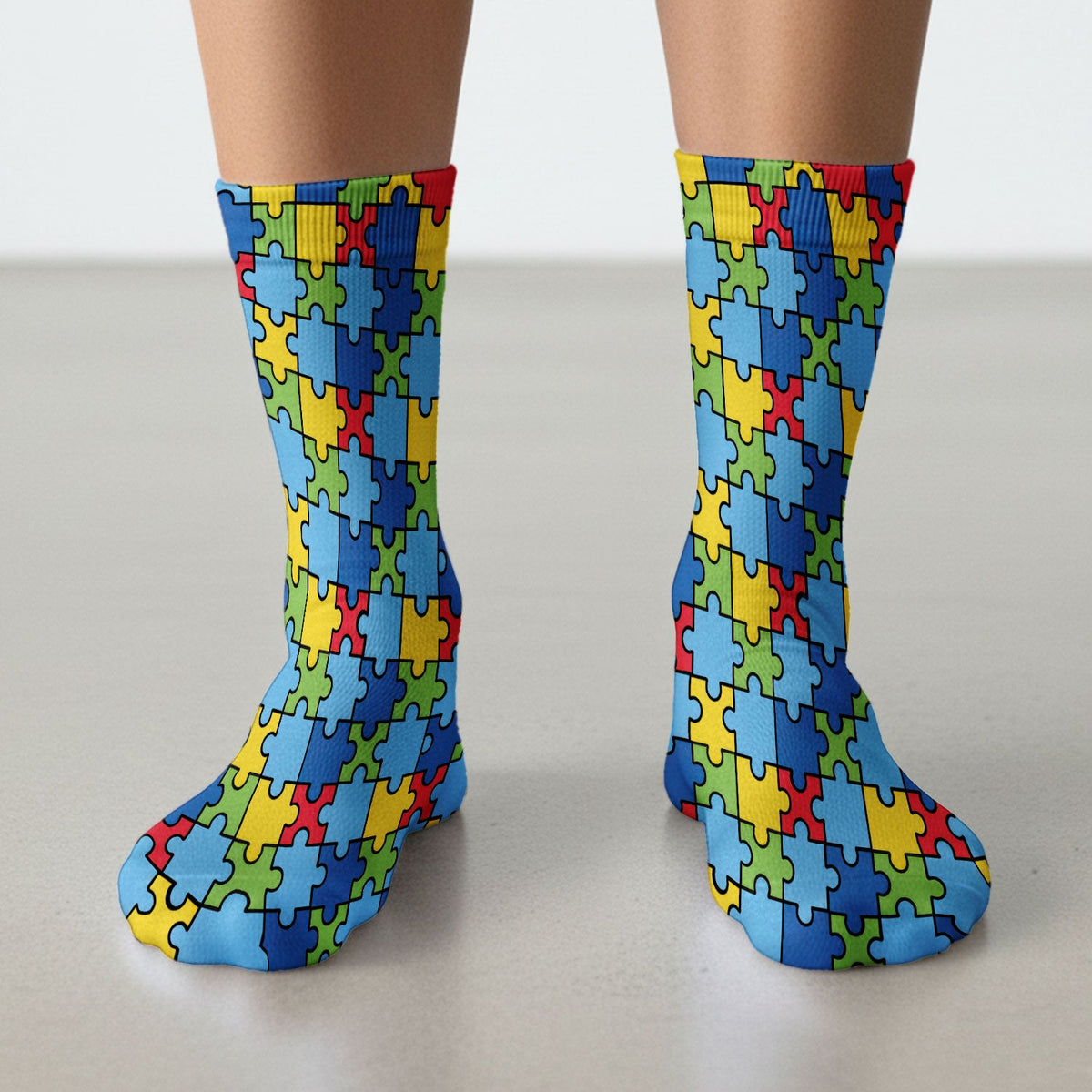 Autism Support Squad Puzzle Ribbon Nurse Socks