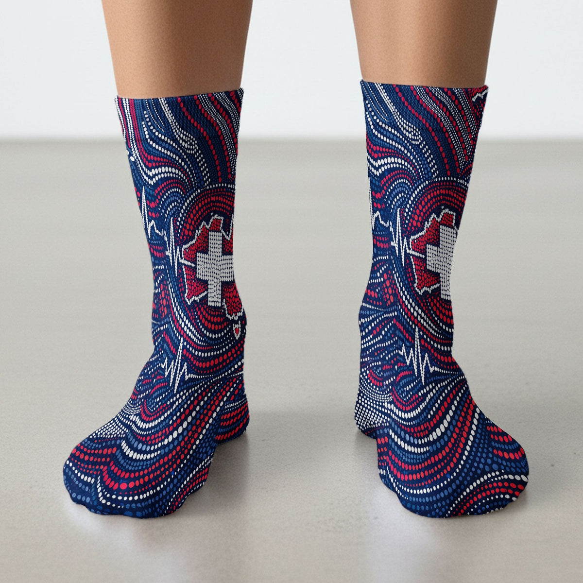 Dot Art Cross Heartbeat Nurse Socks