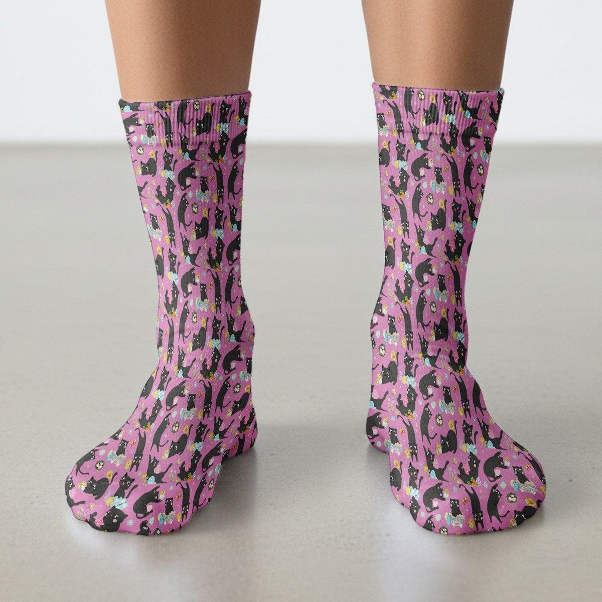 Black Cat Easter Egg Nurse Socks