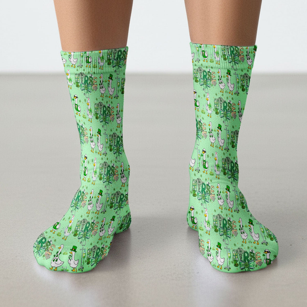 Shamrock Goose Nurse Socks - St Patricks Day Gift