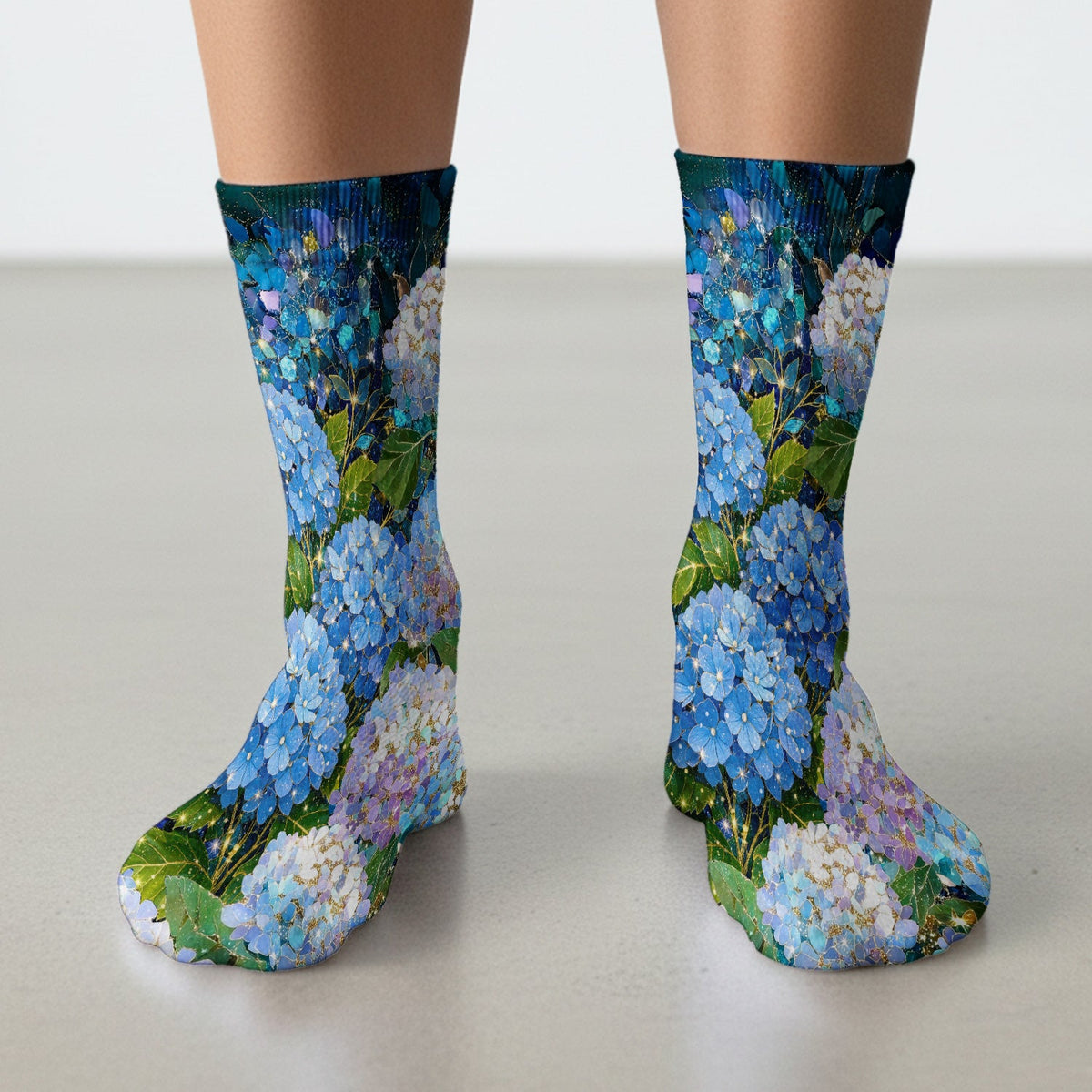 Blue Hydrangea Floral Nurse Socks