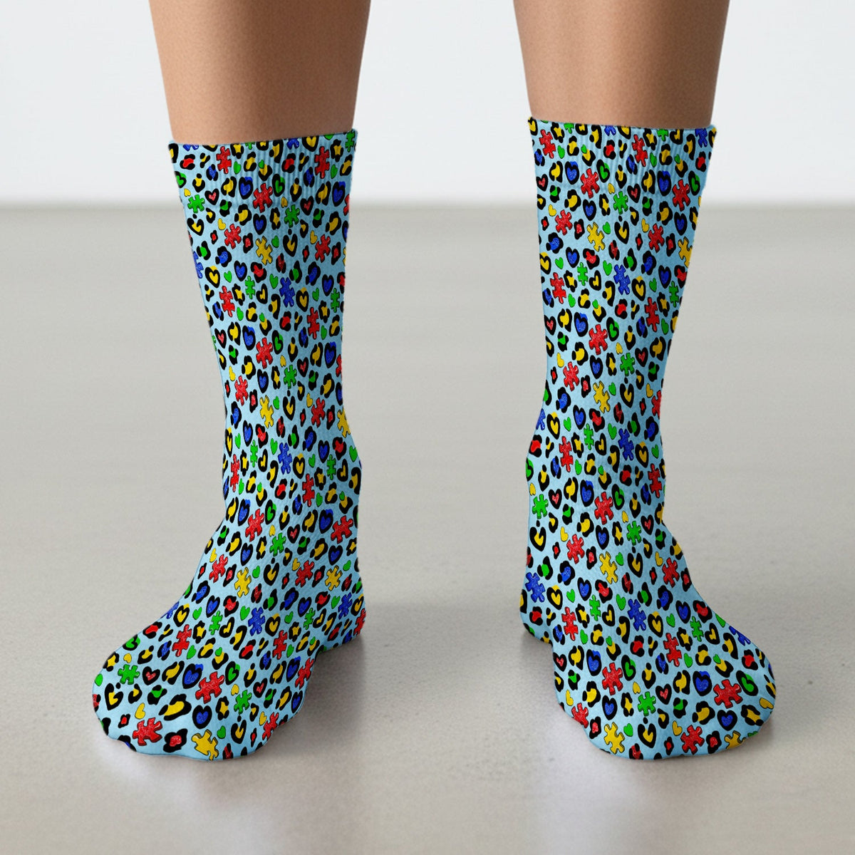 Colorful Puzzle Heart Nurse Socks