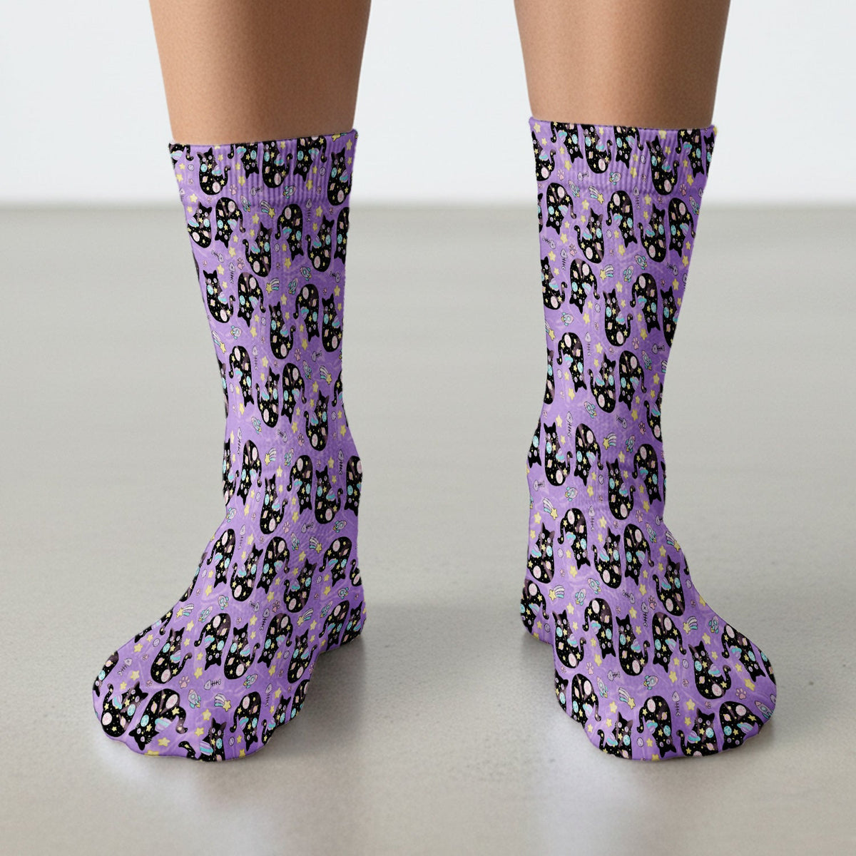 Galaxy Black Cat Space Nurse Socks