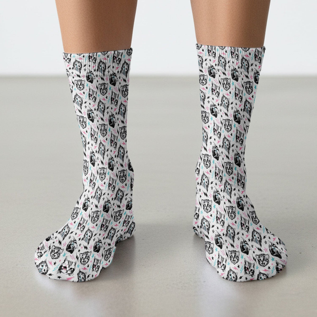 Cat Faces Lightning Nurse Socks