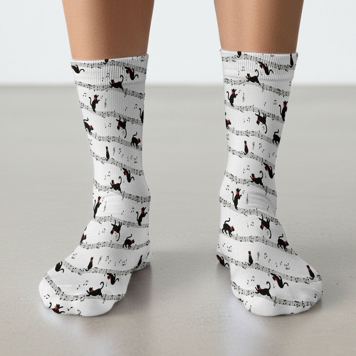 Dancing Black Cat Music Nurse Socks