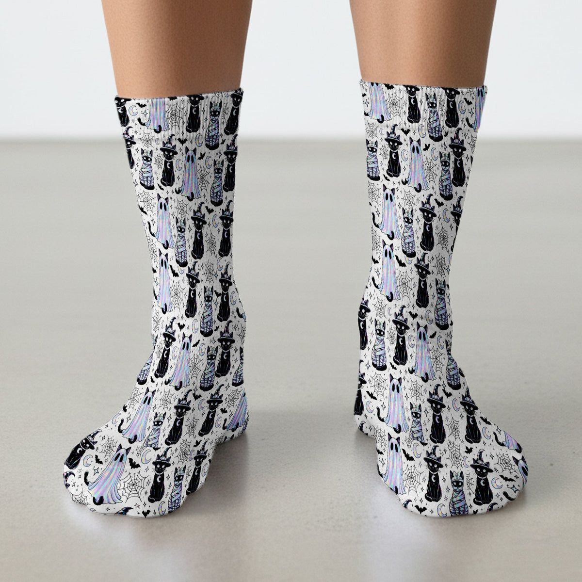 Ghost Witch Cat Nurse Socks - Halloween Gift