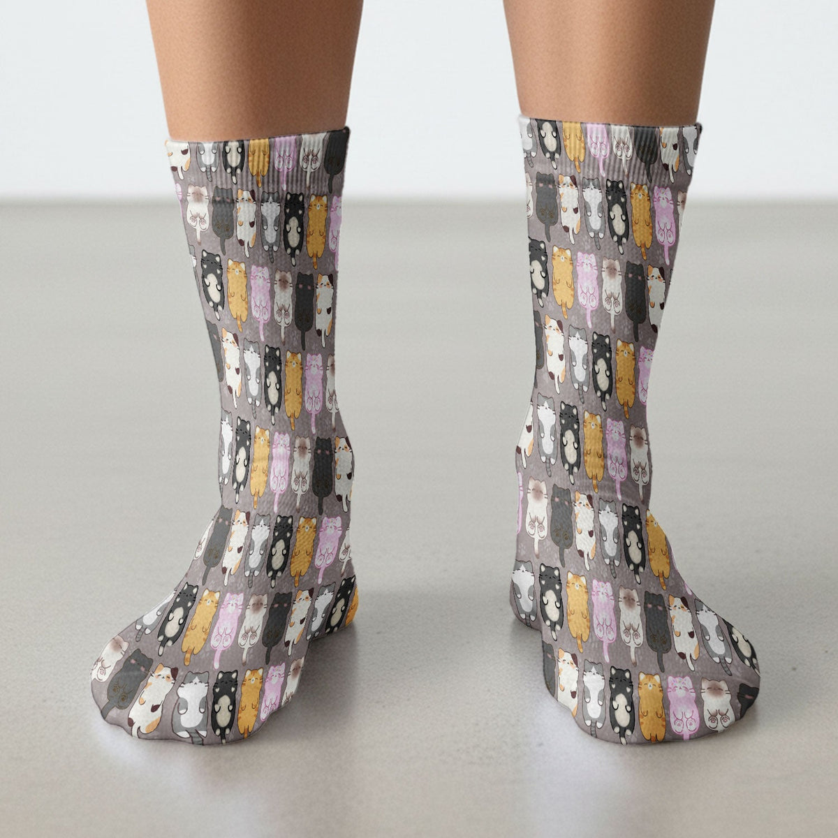 Cartoon Cats All Over Nurse Socks