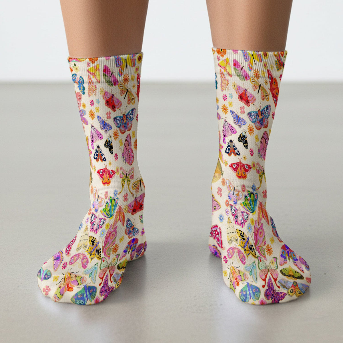 Colorful Butterfly Floral Nurse Socks