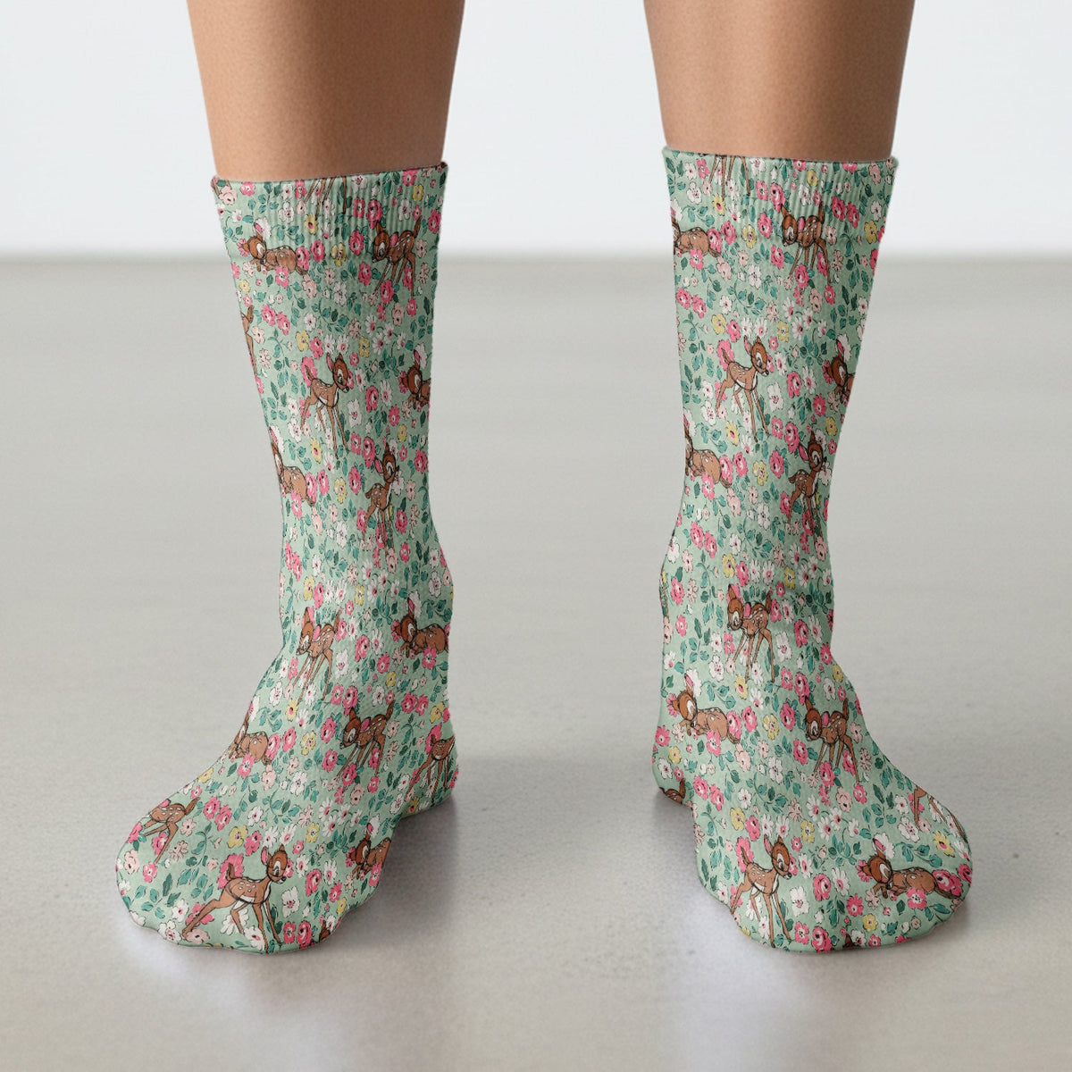 Cute Baby Deer Floral Nurse Socks