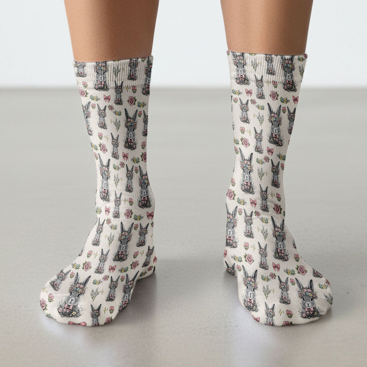 Vintage Floral Bunny Nurse Socks