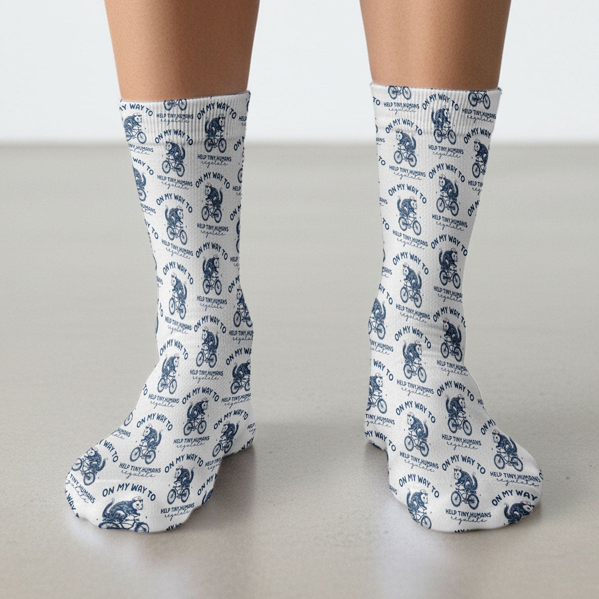 Biking Opossum Funny Quote Nurse Socks