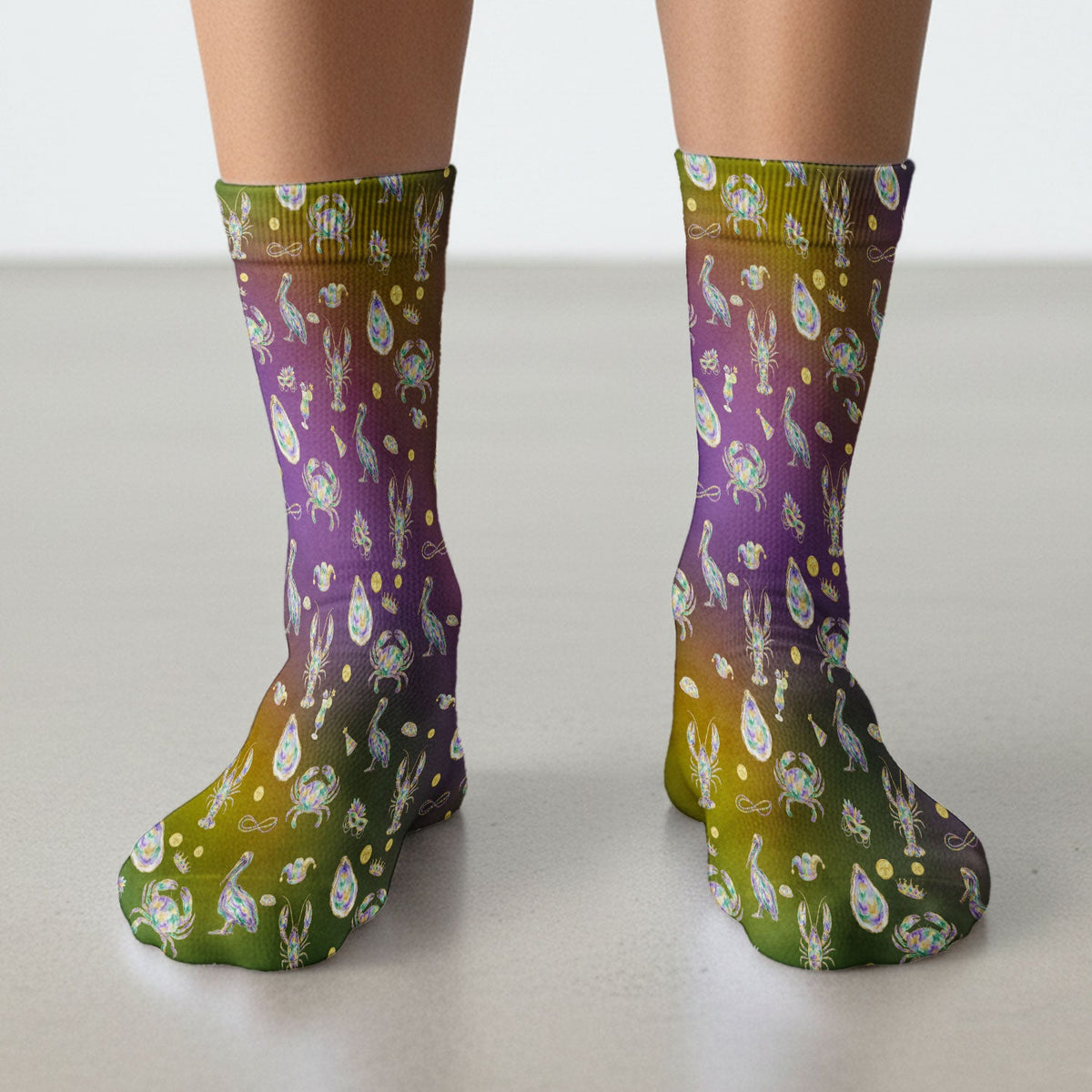 Mardi Gras Seafood Nurse Socks