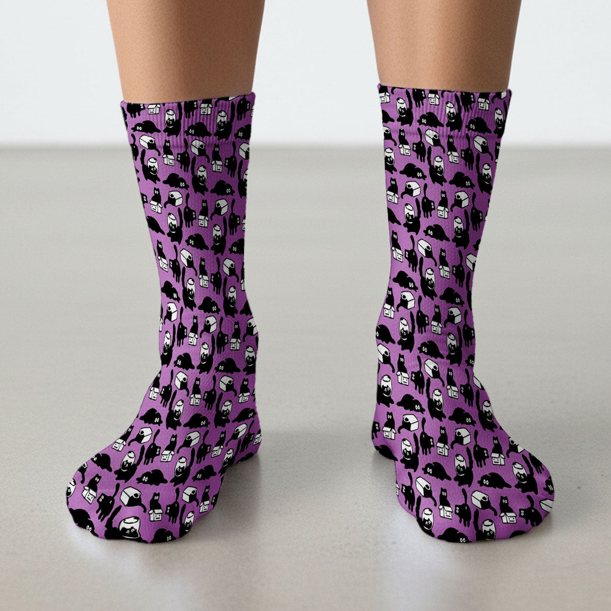 Dark Playful Cat Nurse Socks