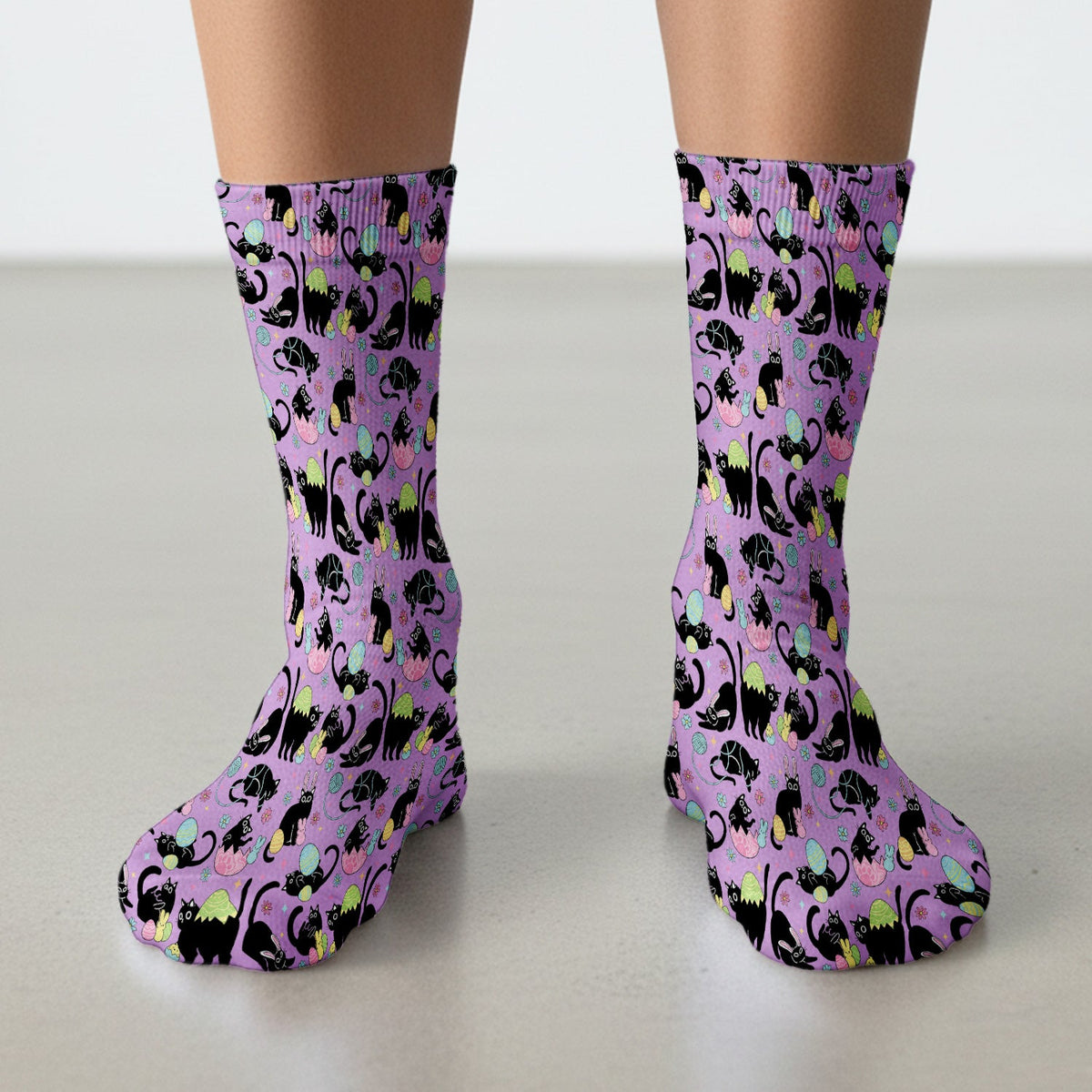 Black Cat Egg Nurse Socks - Easter Gift