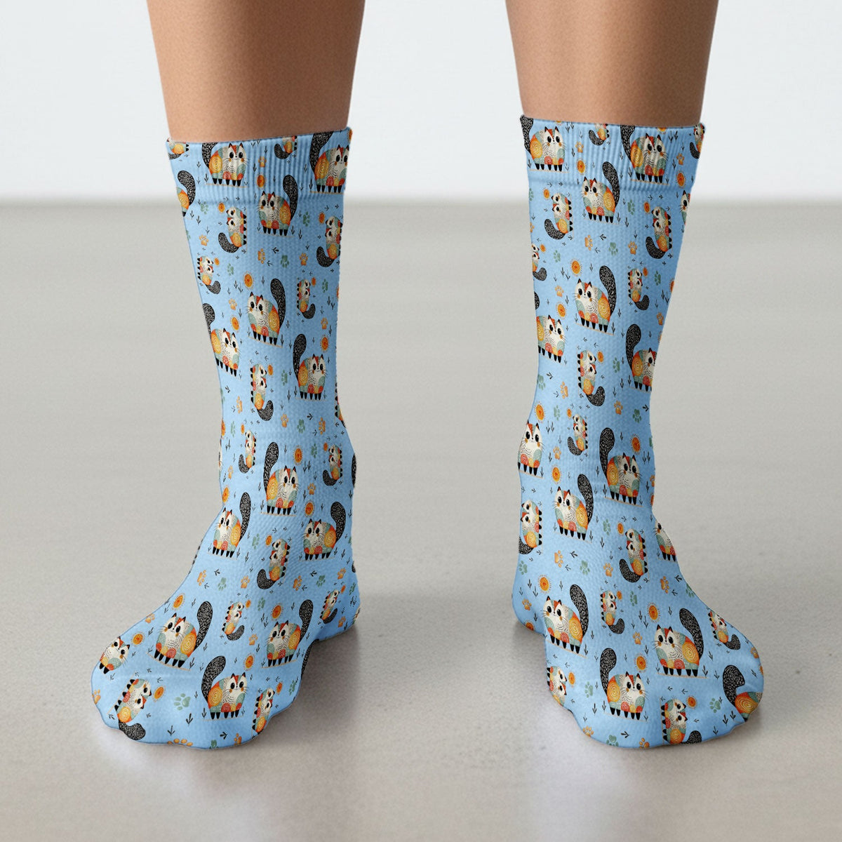 Playful Cat Illustration Medical Socks, Socks for Nurse Doctor