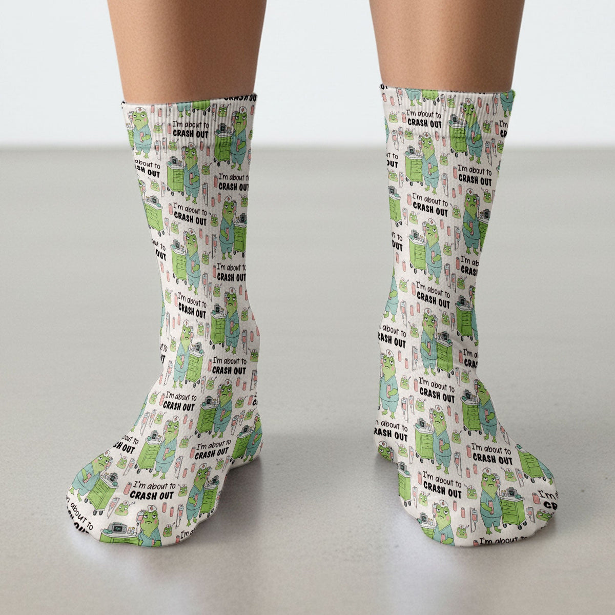 Crash Out Frog Nurse Socks