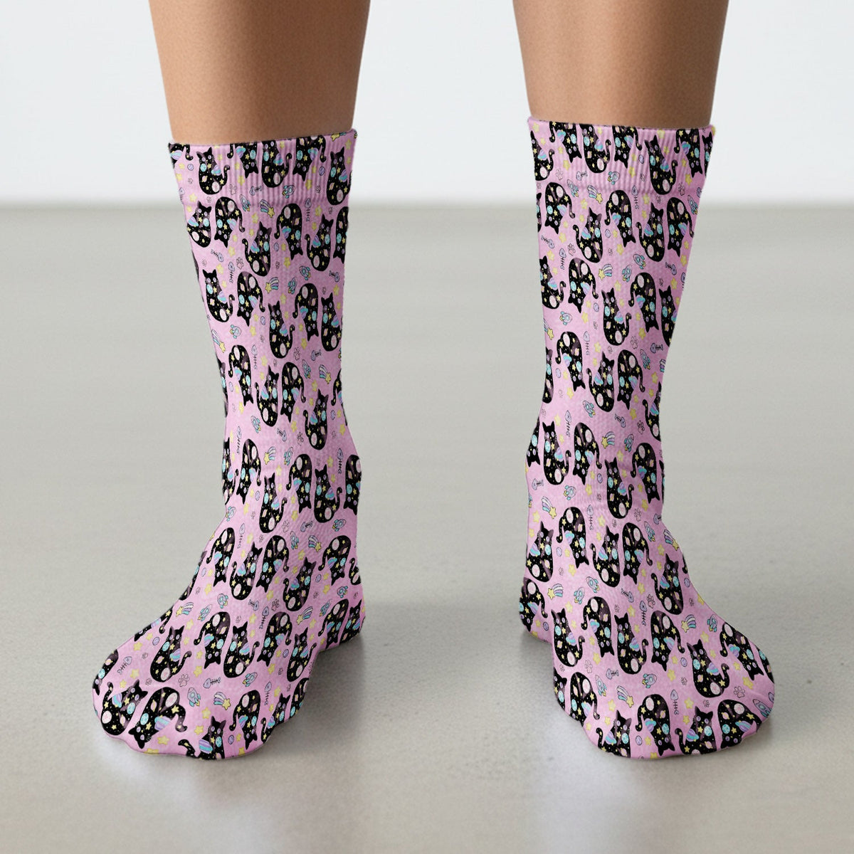 Galaxy Black Cat Space Nurse Socks