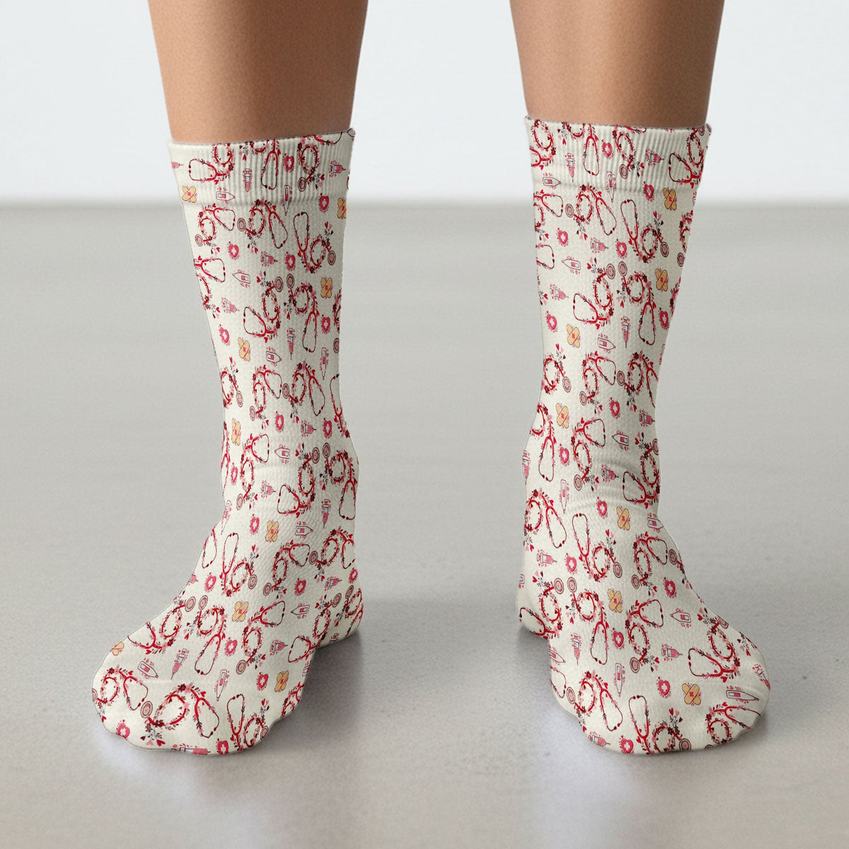 Heart Stethoscope Nurse Socks