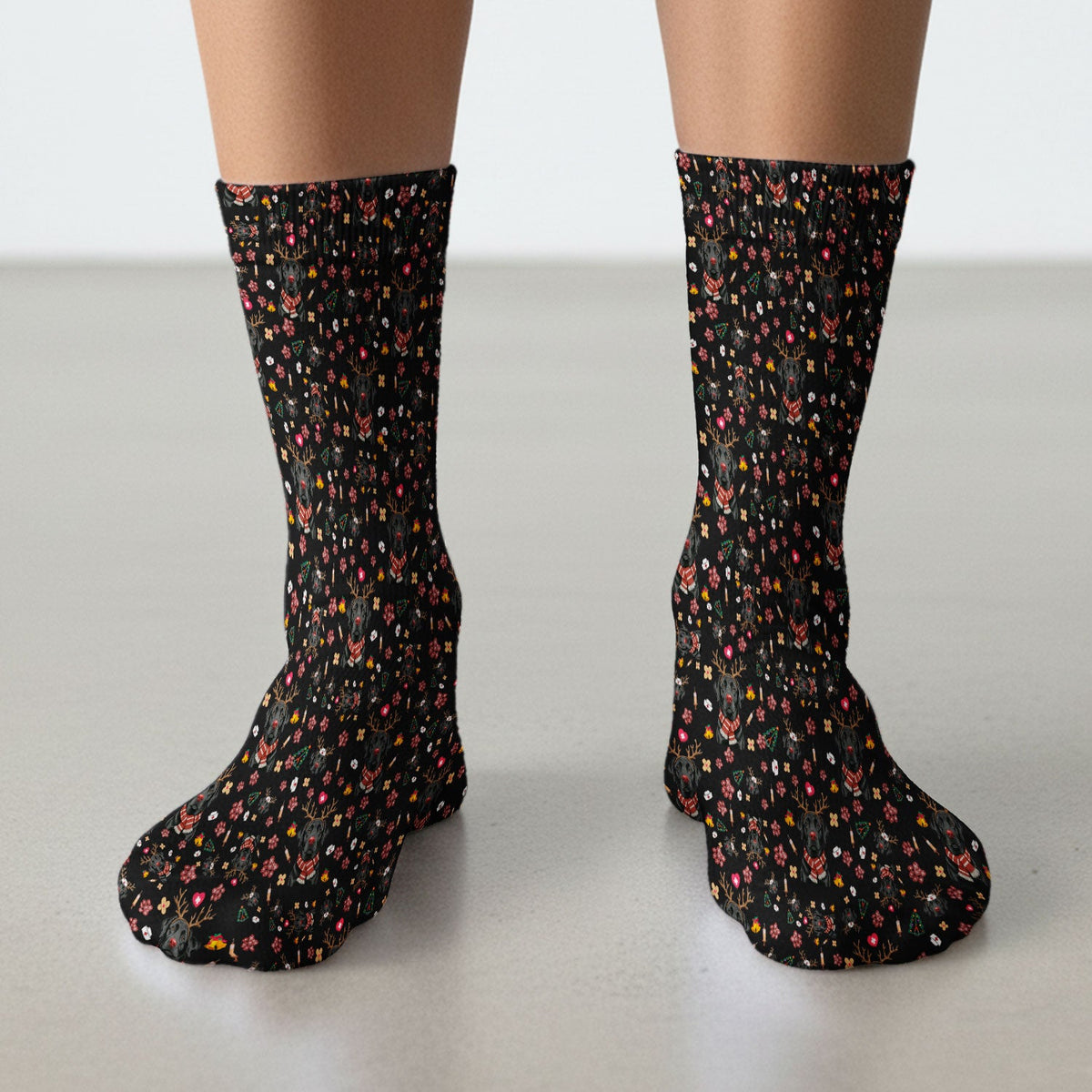 Black Lab Reindeer Christmas Nurse Socks - Gift For Dog Lover