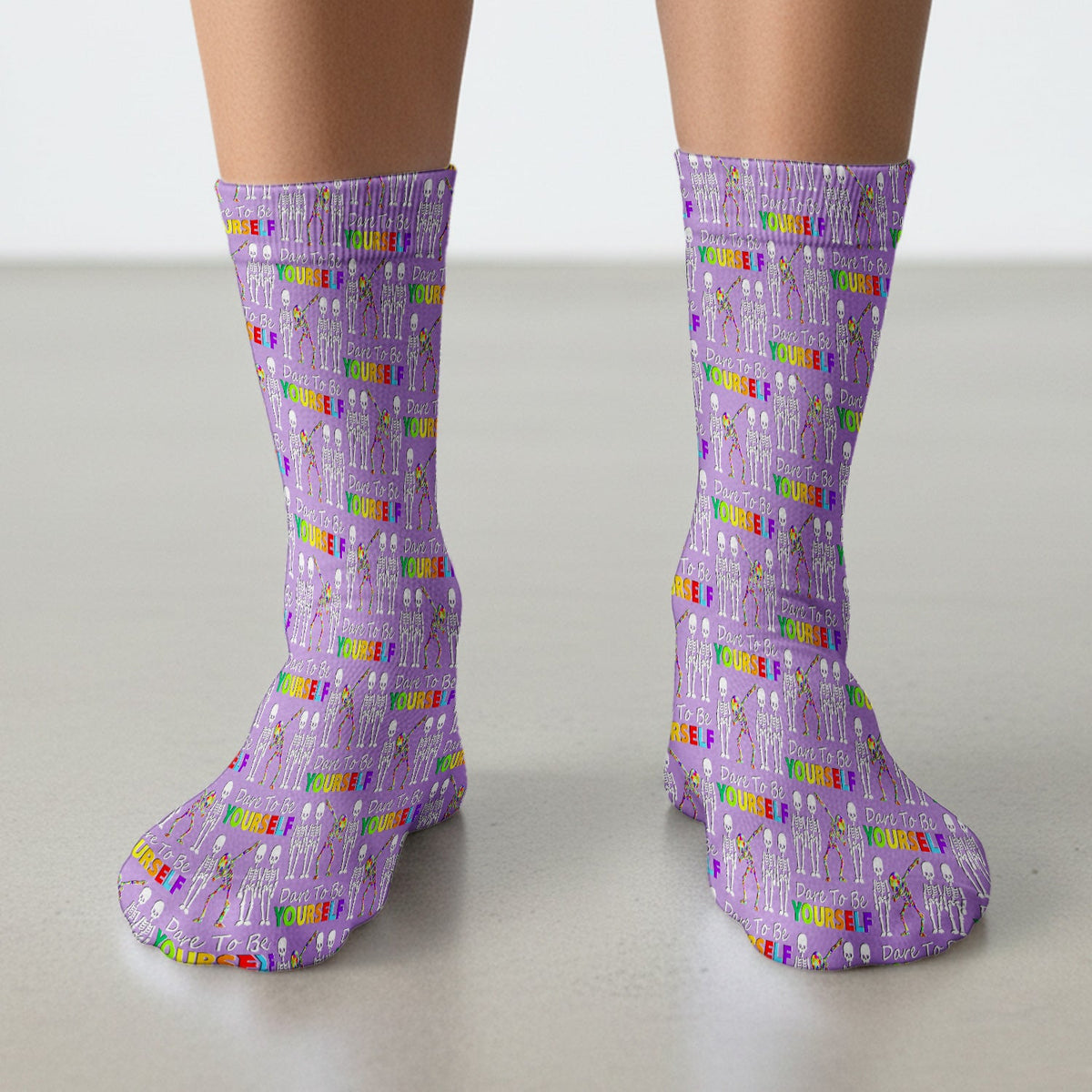 Rainbow Skeleton Dare To Be Yourself Nurse Socks