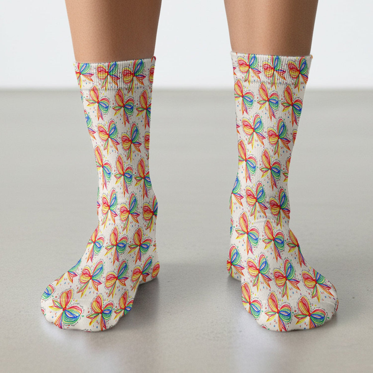 Colorful Rainbow Bow Nurse Socks