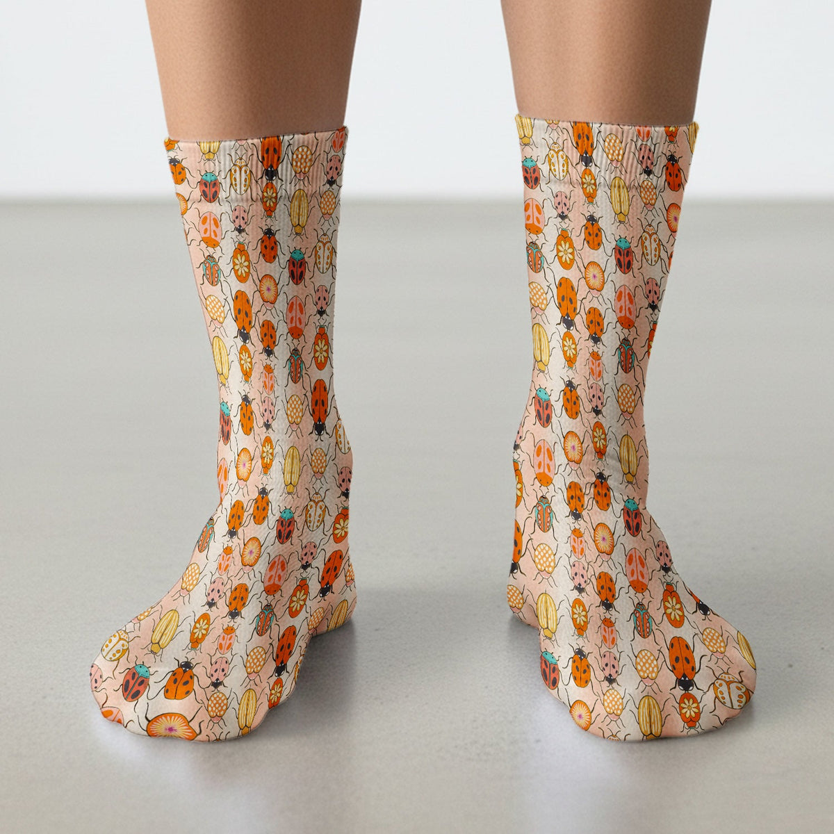 Ladybug Beetle Floral Nurse Socks