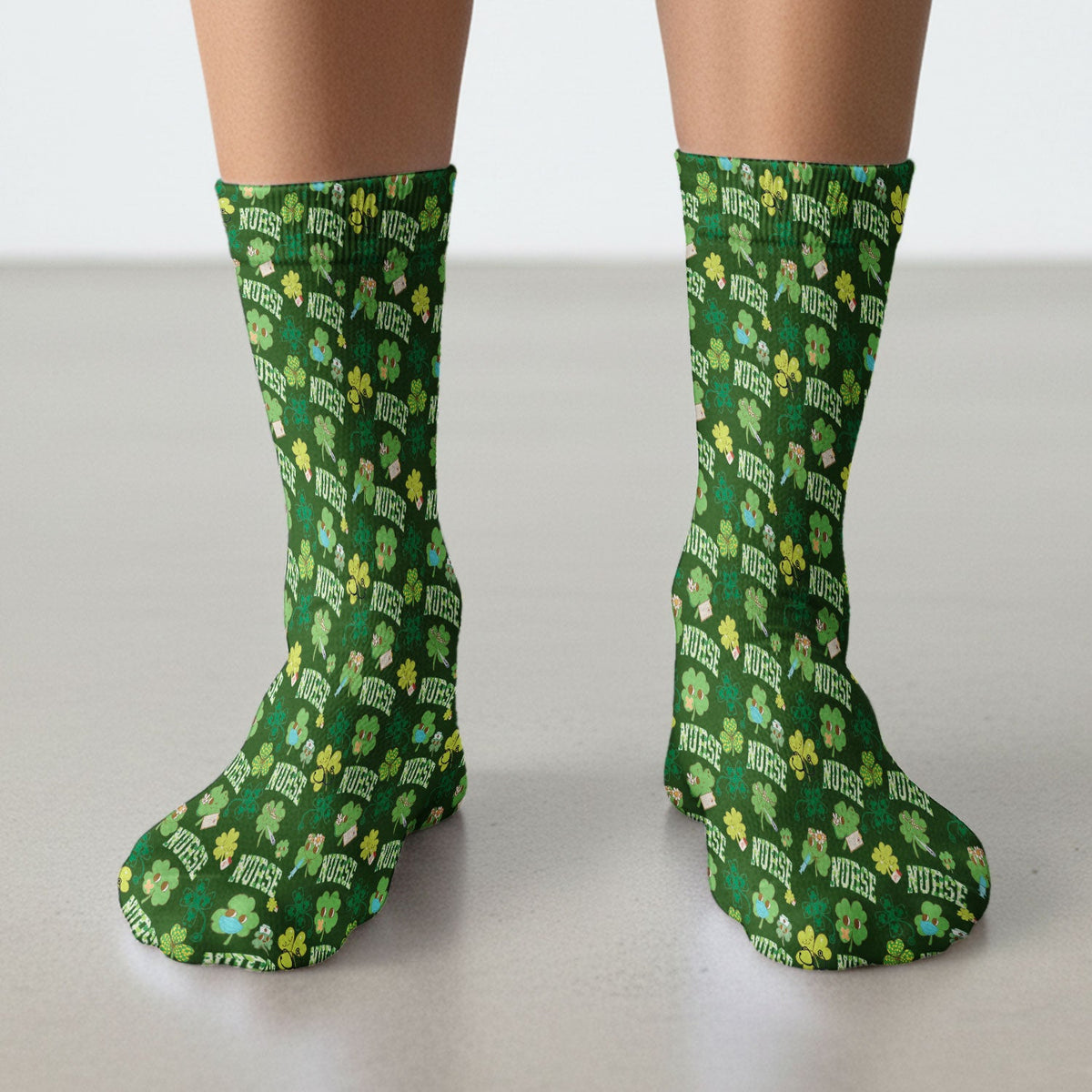 Lucky Shamrock Nurse Socks - St Patricks Day Gift