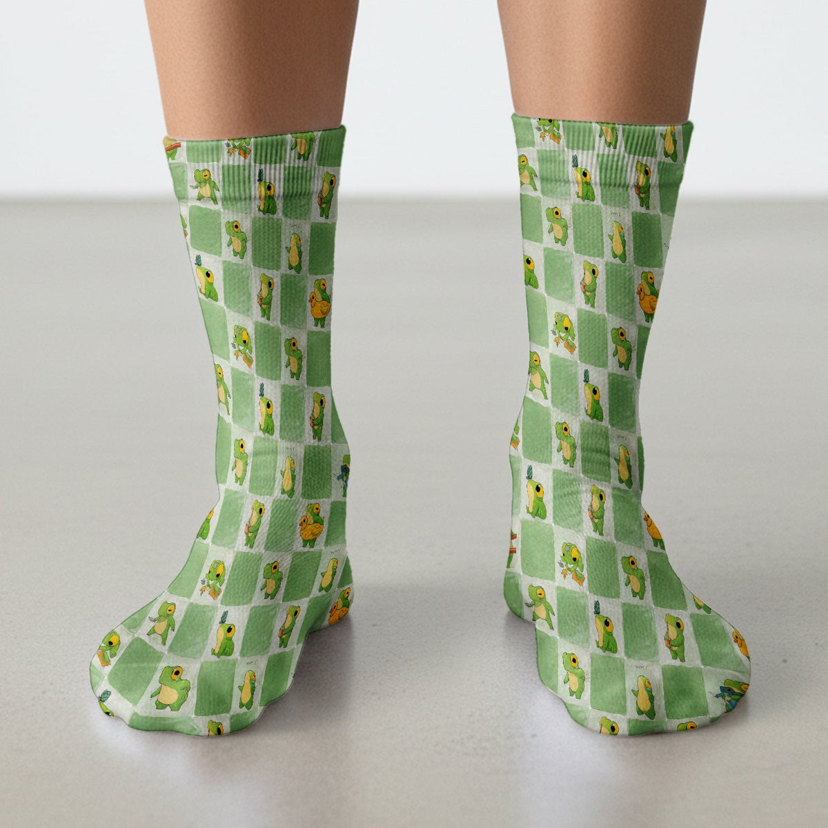 Frog Duck Checkerboard Nurse Socks