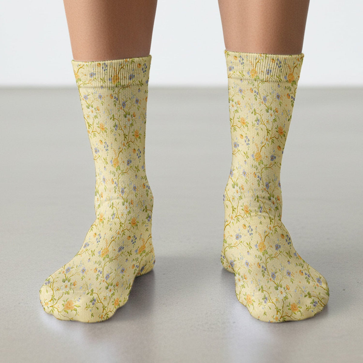 Sunny Wildflower Garden Floral Nurse Socks