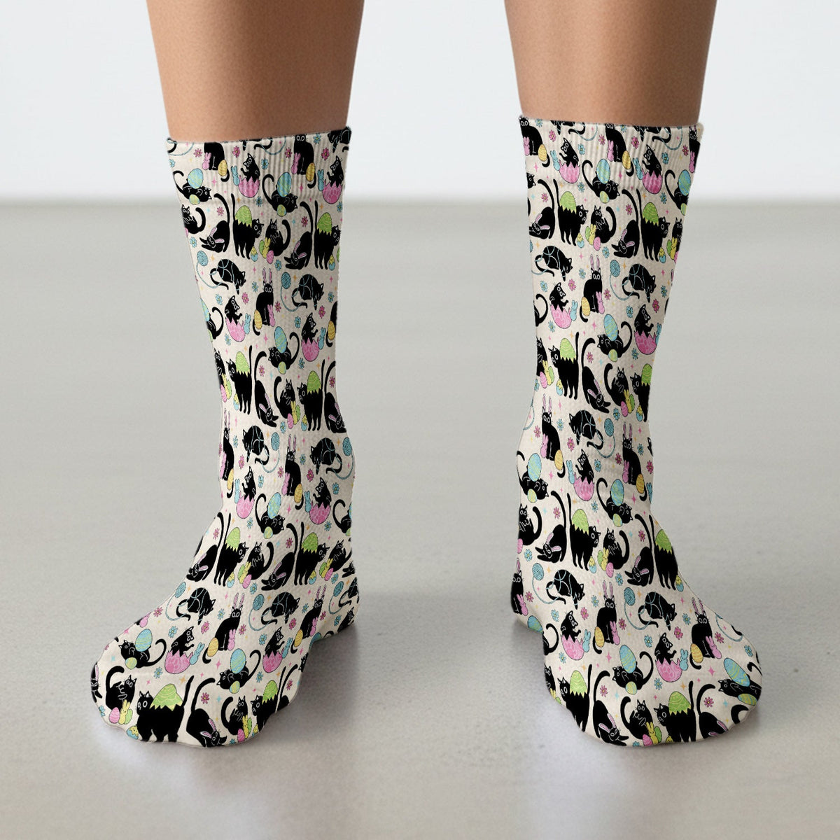 Black Cat Egg Nurse Socks - Easter Gift