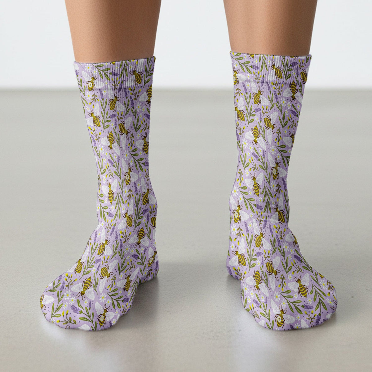 Lavender Bee Floral Nurse Socks