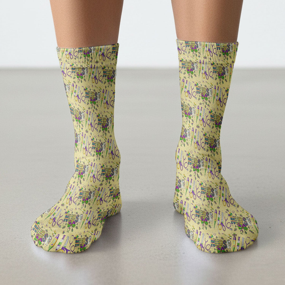Mardi Gras Holiday Nurse Socks