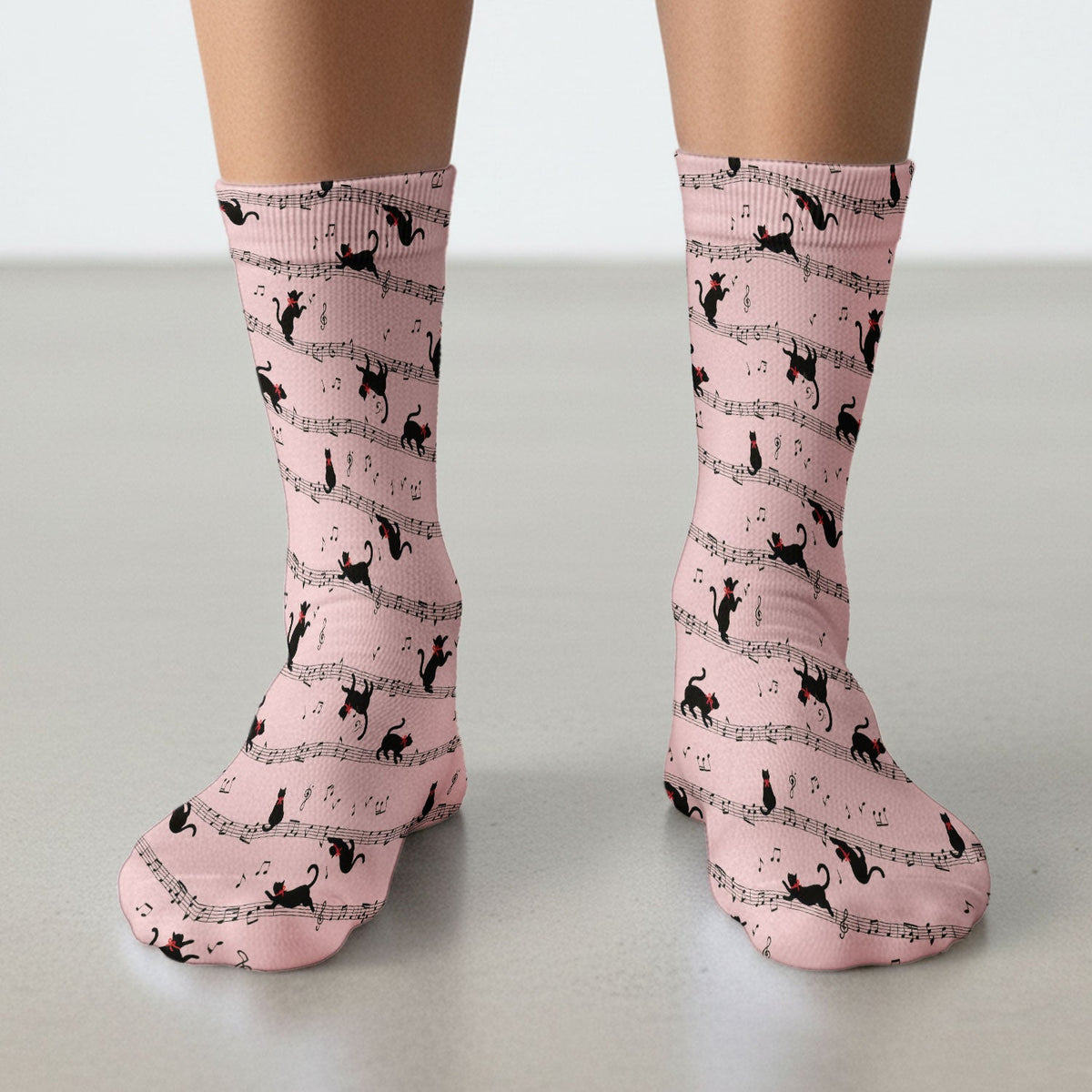 Dancing Black Cat Music Nurse Socks